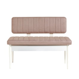 Hanah Home Banco moderno blanco y piedra con almacenamiento